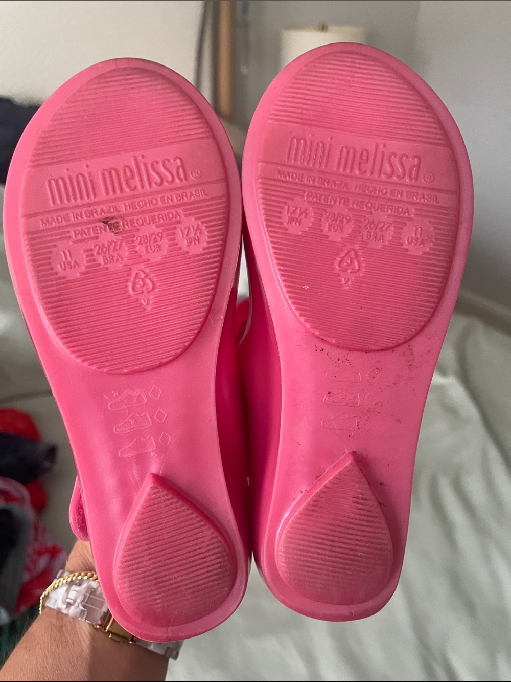 Mini Melissa Pink Jelly Mary Jane Shoes with Blue Shell Appliques Little Mermaid - Picture 2 of 4